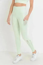 Highwaist Hybrid Mesh & Lattice Straps Full Pocket Leggings