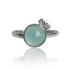 Aqua Chalcedony White Topaz Sterling Silver Ring Gemstone
