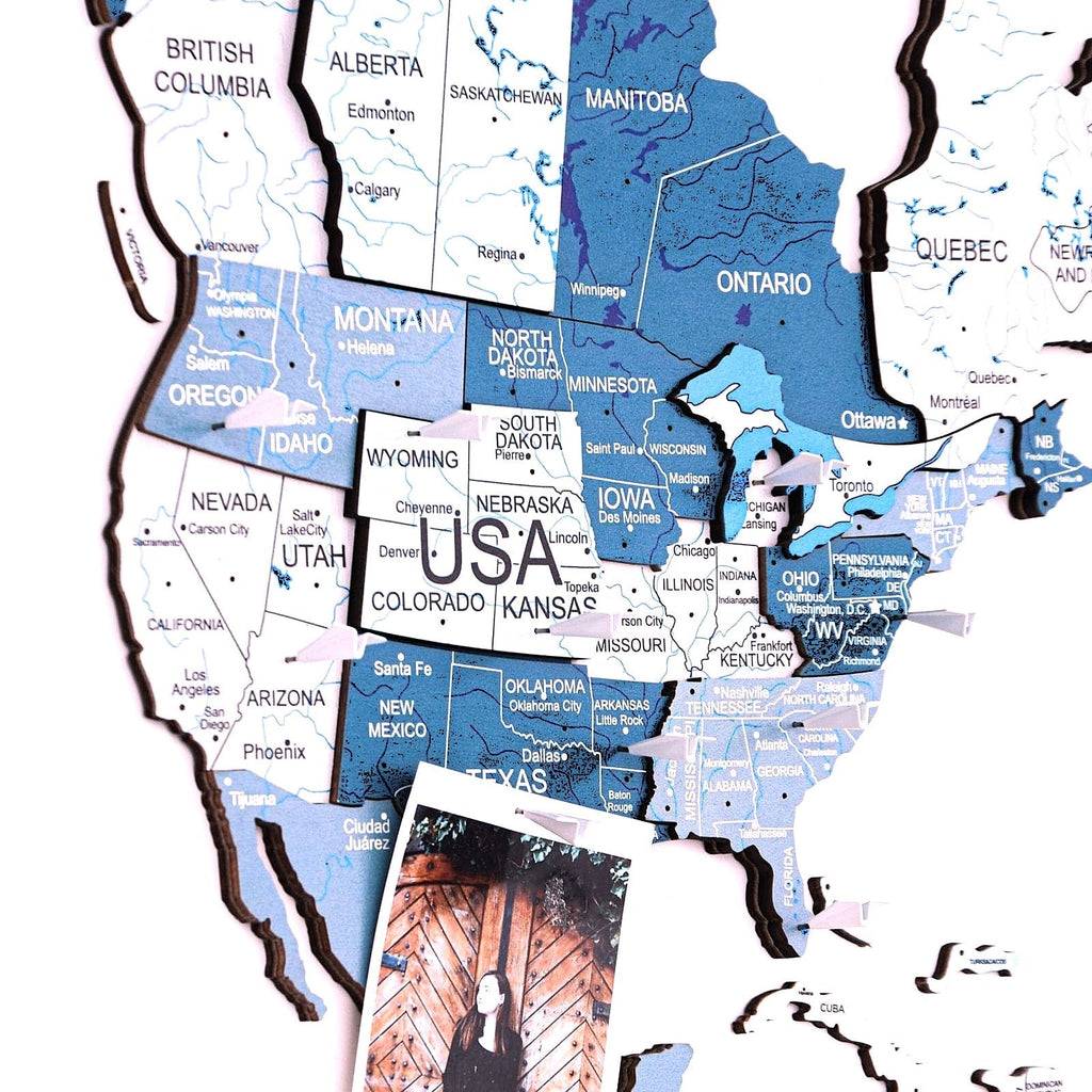 3D Wooden World Map Aqua Enjoy The Wood