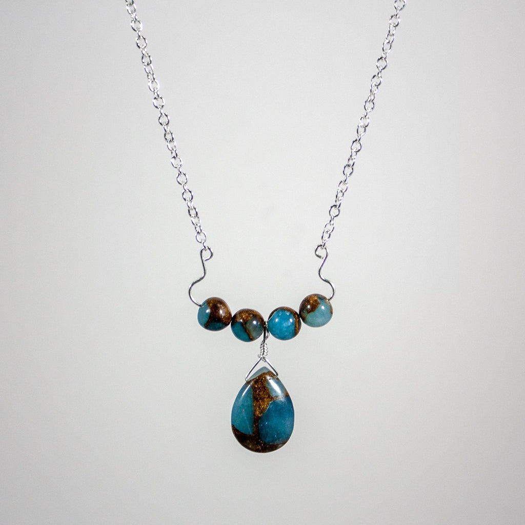 Aqua Quartz Teardrop Pendant Necklace On Silver Chain