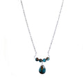 Aqua Quartz Teardrop Pendant Necklace On Silver Chain