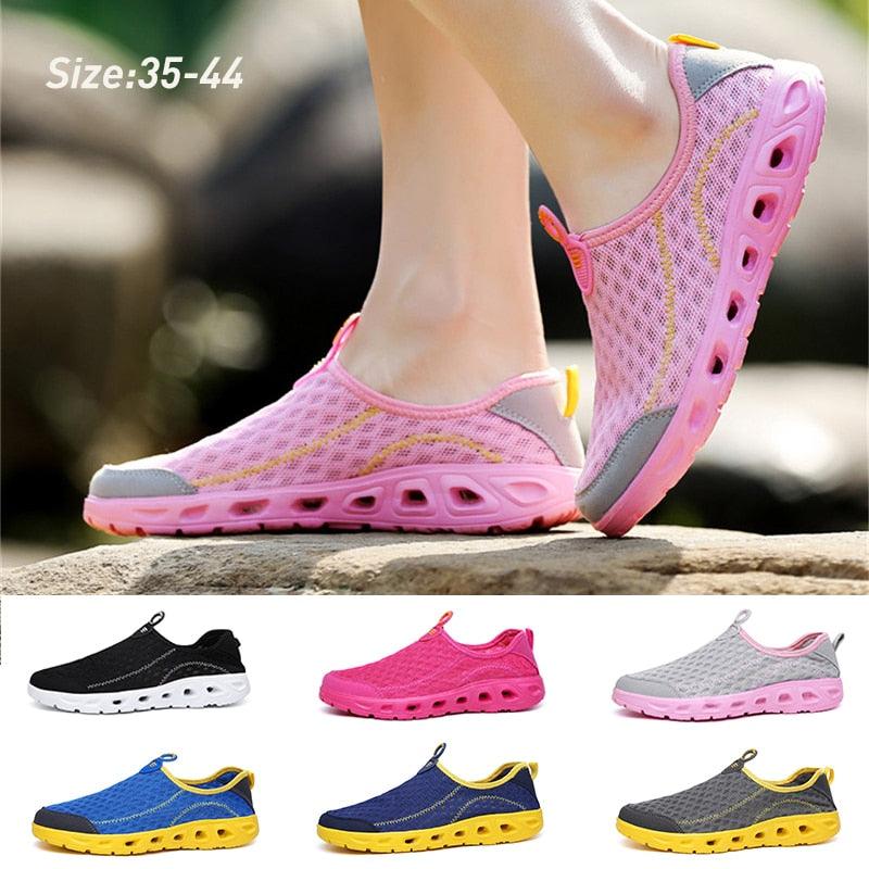 Aqua Shoes Unisex Casual Fashion Mesh Breathable Quick Dry Outdoor Rubber Sole Slip Water Shoes For Beach Water Sports Lightweight Slip On Walking Shoes Stevvex