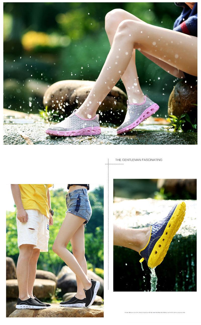 Aqua Shoes Unisex Casual Fashion Mesh Breathable Quick Dry Outdoor Rubber Sole Slip Water Shoes For Beach Water Sports Lightweight Slip On Walking Shoes Stevvex