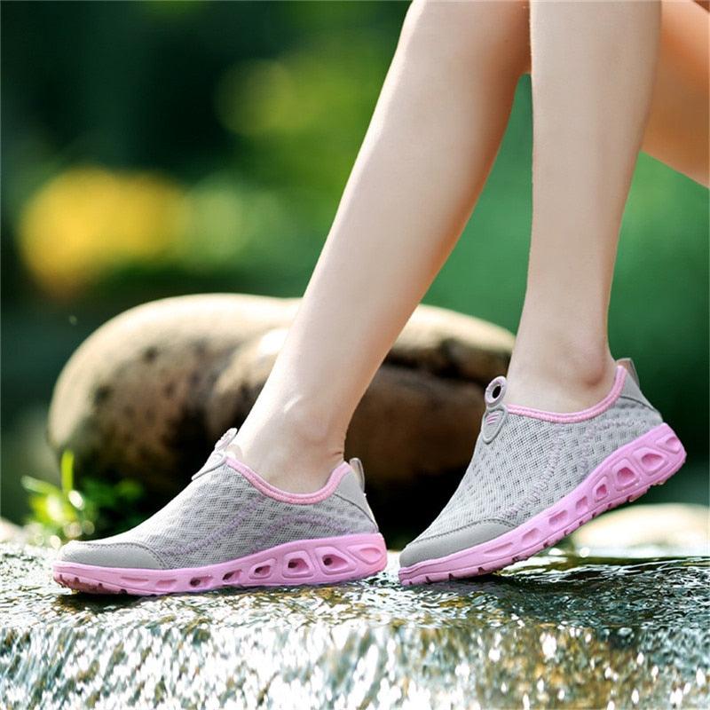 Aqua Shoes Unisex Casual Fashion Mesh Breathable Quick Dry Outdoor Rubber Sole Slip Water Shoes For Beach Water Sports Lightweight Slip On Walking Shoes Stevvex