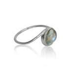 Aquamarine Sterling Silver Ring 925 Cabochon Band Delicate