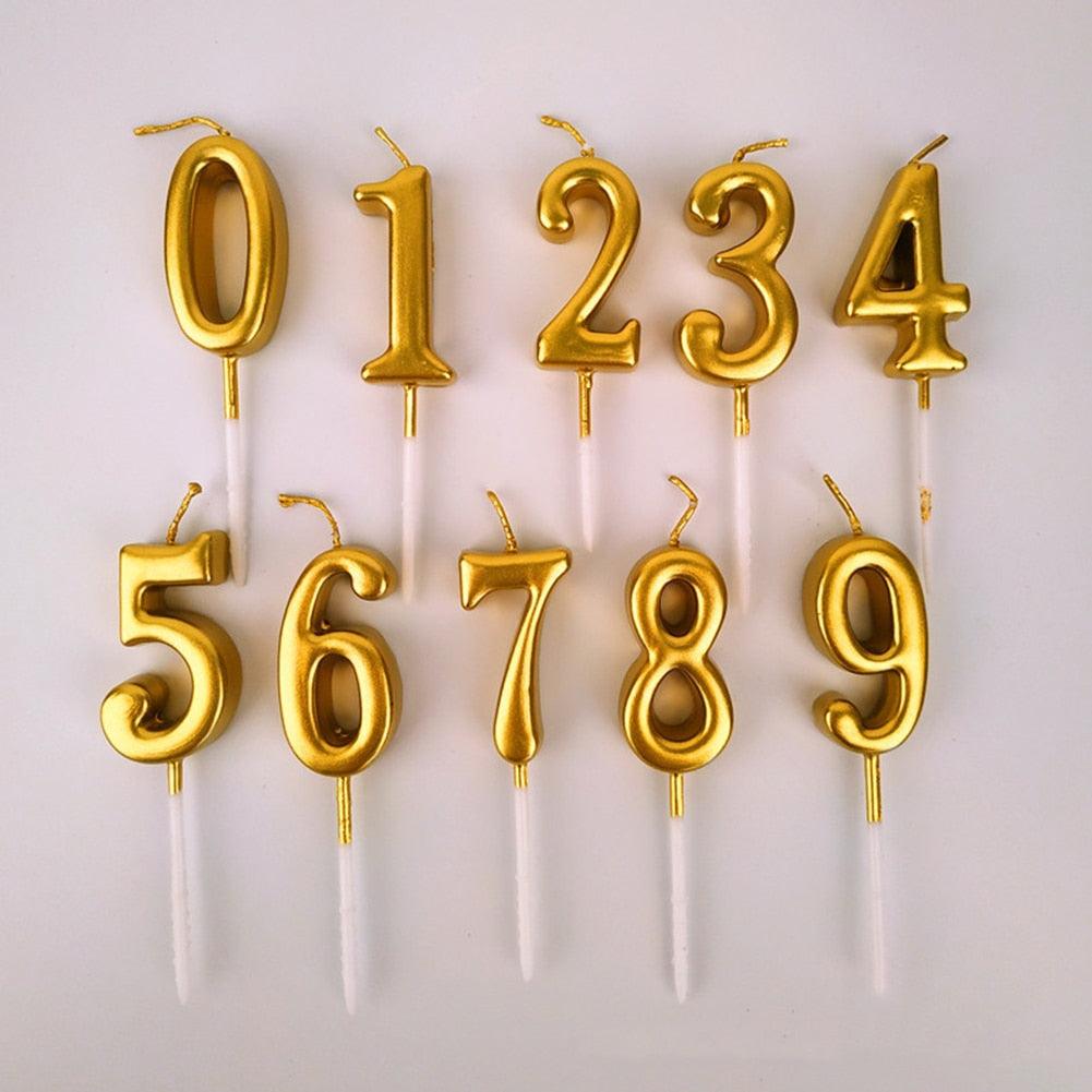 Arabic Number 0-9 Wax Candles Number Candles Cake Numeral Candles Number 0-9 Glitter Cake Topper Decoration For Birthday Wedding Reunion Theme Part Digital Cake Topper Kids Children Party Happy Birthday Ornament Cakes Top Decoration Accessories Stevvex