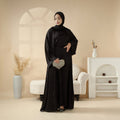 Luxury Satin Modest Abaya Set 4-Piece – Elegant Open Abaya, Top, Pants & Matching Hijab(MOA034) - SJB-DIAMOND ELITES