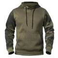 Army Green Men Military Hoodies Autumn Winter Hooded Sweatshirts Men's Pullover Hoodie Blend Fleece Long Sleeve Contrast Color Military Sweatshirt with Pocket Stevvex