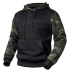 Army Green Men Military Hoodies Autumn Winter Hooded Sweatshirts Men's Pullover Hoodie Blend Fleece Long Sleeve Contrast Color Military Sweatshirt with Pocket Stevvex