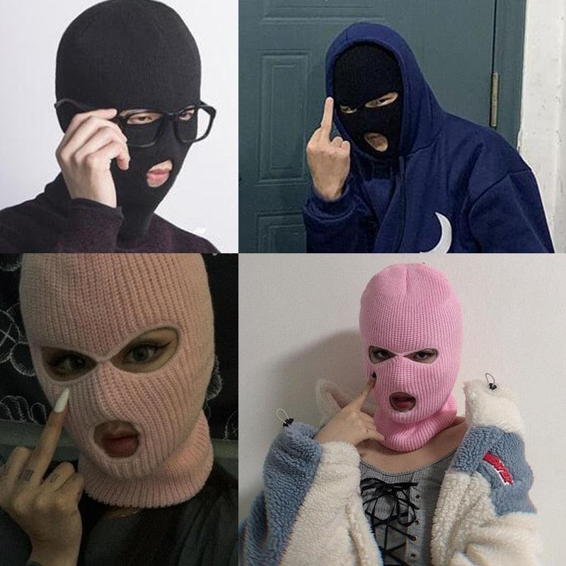 Army Tactical Mask 3 Hole Full Face Mask Ski Mask Winter Cap Balaclava Motorbike Motorcycle Helmet Full Helmet Neck Gaiter, Winter Balaclava Warm Knit Beanie for Outdoor Sports Outdoor Full Face Cover Thermal Ski Mask Stevvex