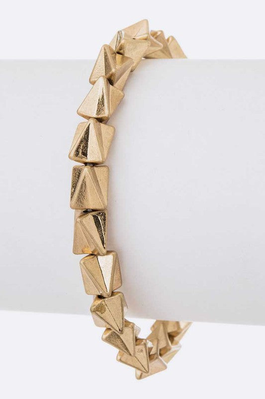 Arrowhead Nugget Stretch Bracelet Gold Beaded Women