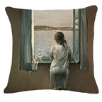 Art Renaissance Print Cushion Cover Throw Pillow Cover Home Decorative Cushion Case Beautiful Painting Art Pillow Case Home Decorative Sofa Car Chair Throw Pillow Case 45x45CM
