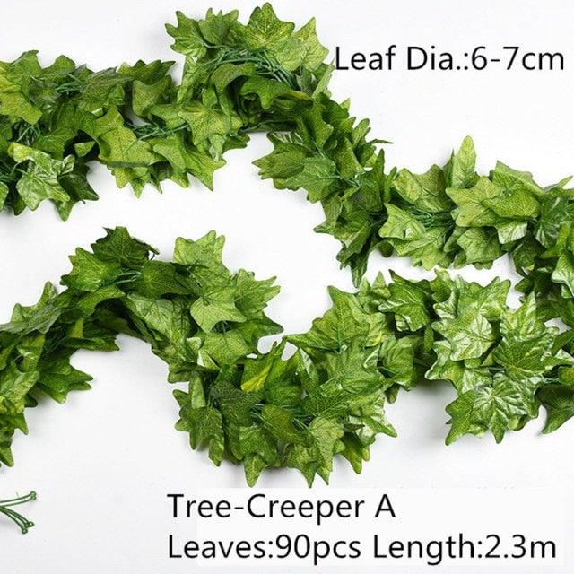 Artificial Decoration Vivid Vine Rattan Leaf Grass Grape Leaves Hanging For Wedding Home Kitchen Garden Party Decor Garland Fake Greenery Vine Leaves Hanging Green Foliage for Home Wedding Garden Wall Decoration Stevvex