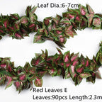 Artificial Decoration Vivid Vine Rattan Leaf Grass Grape Leaves Hanging For Wedding Home Kitchen Garden Party Decor Garland Fake Greenery Vine Leaves Hanging Green Foliage for Home Wedding Garden Wall Decoration Stevvex