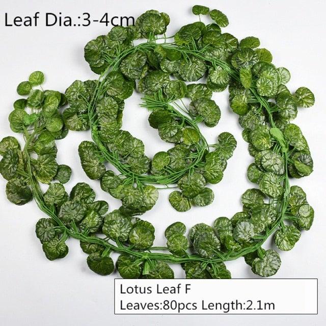 Artificial Decoration Vivid Vine Rattan Leaf Grass Grape Leaves Hanging For Wedding Home Kitchen Garden Party Decor Garland Fake Greenery Vine Leaves Hanging Green Foliage for Home Wedding Garden Wall Decoration Stevvex
