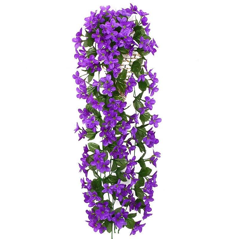 Artificial Flower Wisteria Basket Wall Hanging Flower Party Decoration Simulation For Valentine's Day Wedding Birthdays Hanging Basket Lifelike Garland for Home Wedding Garden/Yard String Floral Decoration Stevvex