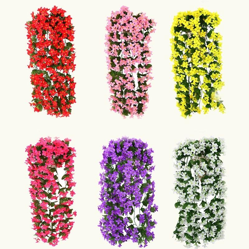 Artificial Flower Wisteria Basket Wall Hanging Flower Party Decoration Simulation For Valentine's Day Wedding Birthdays Hanging Basket Lifelike Garland for Home Wedding Garden/Yard String Floral Decoration Stevvex