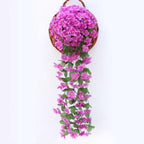 Artificial Flower Wisteria Basket Wall Hanging Flower Party Decoration Simulation For Valentine's Day Wedding Birthdays Hanging Basket Lifelike Garland for Home Wedding Garden/Yard String Floral Decoration Stevvex