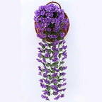 Artificial Flower Wisteria Basket Wall Hanging Flower Party Decoration Simulation For Valentine's Day Wedding Birthdays Hanging Basket Lifelike Garland for Home Wedding Garden/Yard String Floral Decoration Stevvex