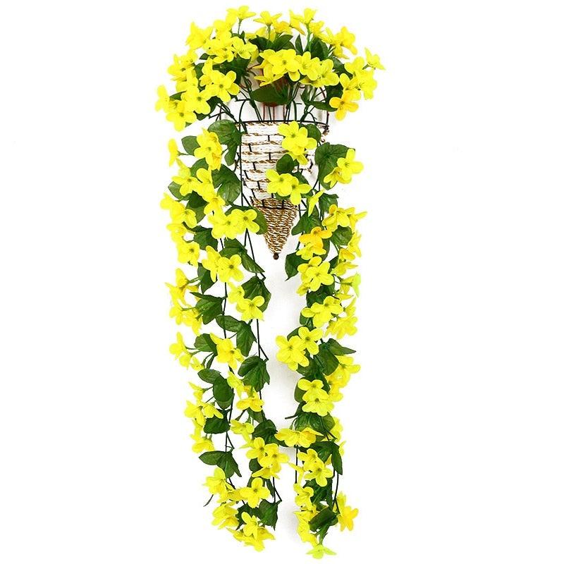 Artificial Flower Wisteria Basket Wall Hanging Flower Party Decoration Simulation For Valentine's Day Wedding Birthdays Hanging Basket Lifelike Garland for Home Wedding Garden/Yard String Floral Decoration Stevvex