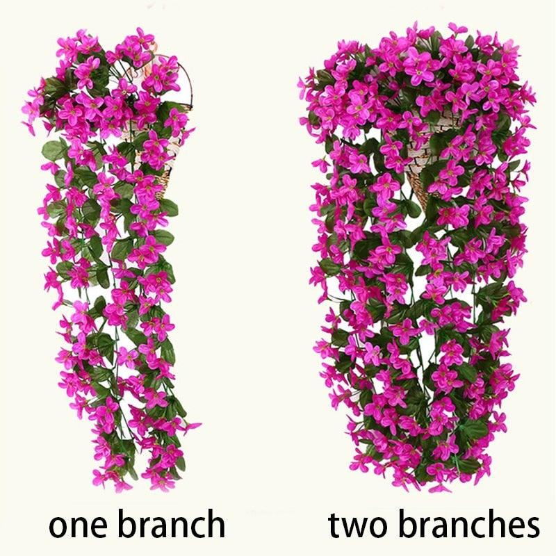 Artificial Flower Wisteria Basket Wall Hanging Flower Party Decoration Simulation For Valentine's Day Wedding Birthdays Hanging Basket Lifelike Garland for Home Wedding Garden/Yard String Floral Decoration Stevvex