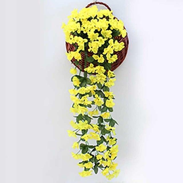 Artificial Flower Wisteria Basket Wall Hanging Flower Party Decoration Simulation For Valentine's Day Wedding Birthdays Hanging Basket Lifelike Garland for Home Wedding Garden/Yard String Floral Decoration Stevvex
