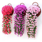 Artificial Flower Wisteria Basket Wall Hanging Flower Party Decoration Simulation For Valentine's Day Wedding Birthdays Hanging Basket Lifelike Garland for Home Wedding Garden/Yard String Floral Decoration Stevvex