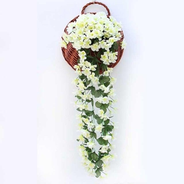 Artificial Flower Wisteria Basket Wall Hanging Flower Party Decoration Simulation For Valentine's Day Wedding Birthdays Hanging Basket Lifelike Garland for Home Wedding Garden/Yard String Floral Decoration Stevvex