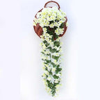 Artificial Flower Wisteria Basket Wall Hanging Flower Party Decoration Simulation For Valentine's Day Wedding Birthdays Hanging Basket Lifelike Garland for Home Wedding Garden/Yard String Floral Decoration Stevvex