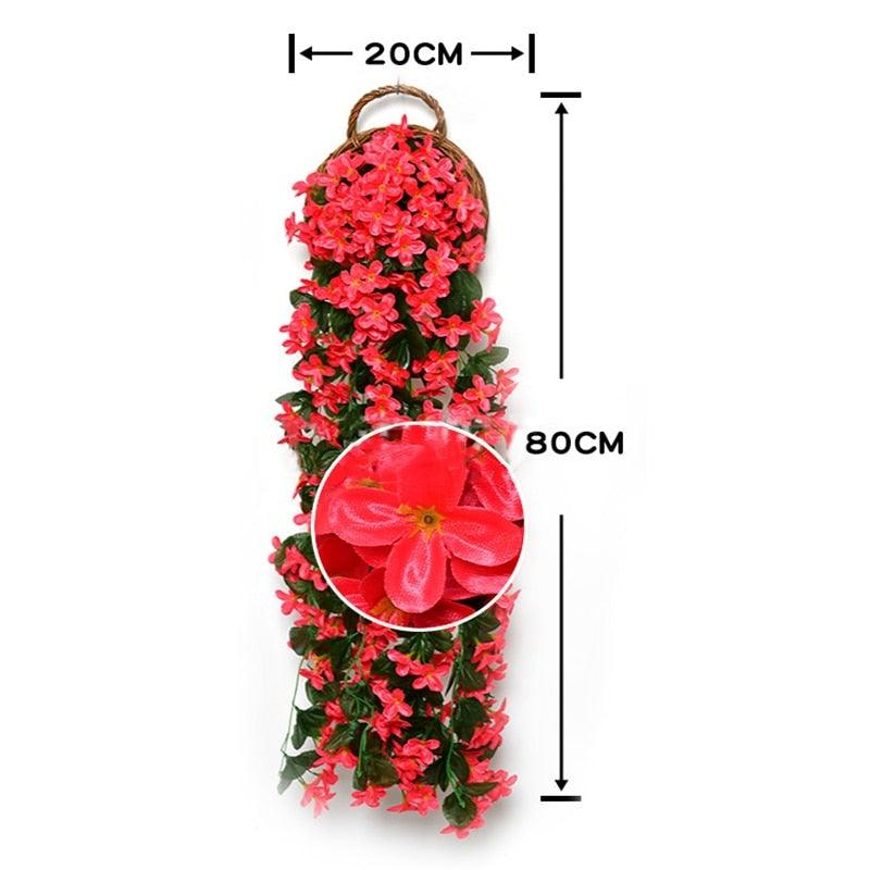 Artificial Flower Wisteria Basket Wall Hanging Flower Party Decoration Simulation For Valentine's Day Wedding Birthdays Hanging Basket Lifelike Garland for Home Wedding Garden/Yard String Floral Decoration Stevvex