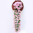 Artificial Flower Wisteria Basket Wall Hanging Flower Party Decoration Simulation For Valentine's Day Wedding Birthdays Hanging Basket Lifelike Garland for Home Wedding Garden/Yard String Floral Decoration Stevvex