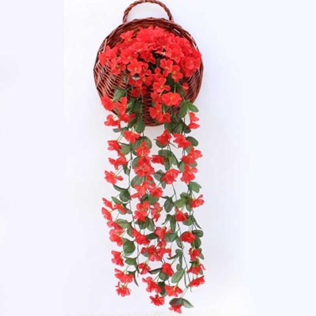 Artificial Flower Wisteria Basket Wall Hanging Flower Party Decoration Simulation For Valentine's Day Wedding Birthdays Hanging Basket Lifelike Garland for Home Wedding Garden/Yard String Floral Decoration Stevvex