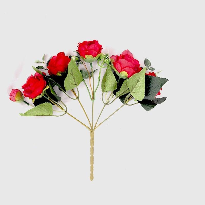Artificial Flowers 1 Bouquet 9 heads Peony Tea Rose Autumn Silk Fake Flowers For Living Room Home Garden Wedding Decoration Artificial Silk Fake Flowers Rose Floral Decor Bouquet Stevvex