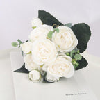 Artificial Flowers 1 Bouquet 9 heads Peony Tea Rose Autumn Silk Fake Flowers For Living Room Home Garden Wedding Decoration Artificial Silk Fake Flowers Rose Floral Decor Bouquet Stevvex