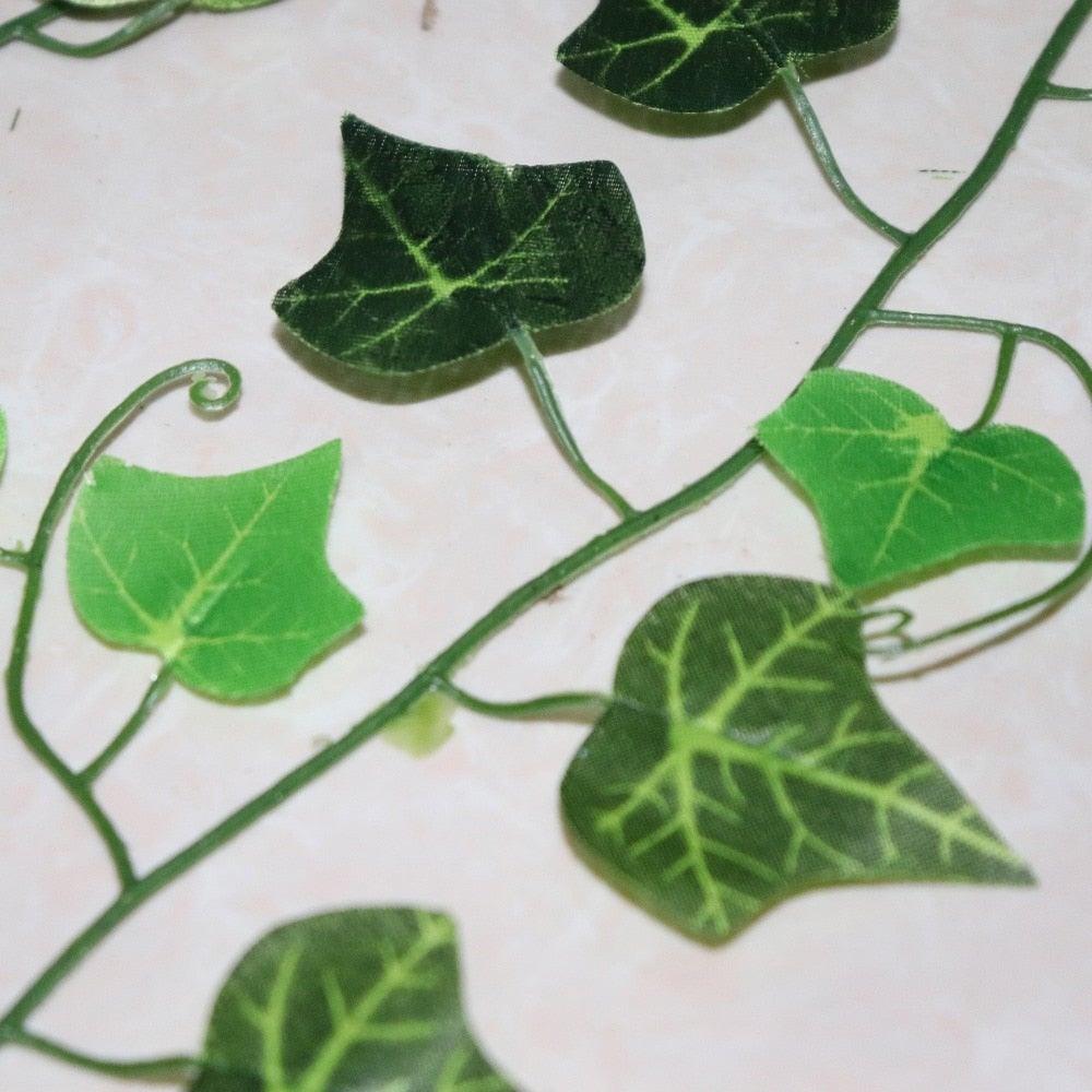 Artificial Ivy Leaf Garland Fake Leaves Hanging Vines  For Home Decor Creeper Green Ivy Artificial Ivy Garland Greenery Hanging Plant Vine for Wedding Wall Party Room Astethic Stuff Decor 100pcs Leaf 1 piece 2.4M Stevvex