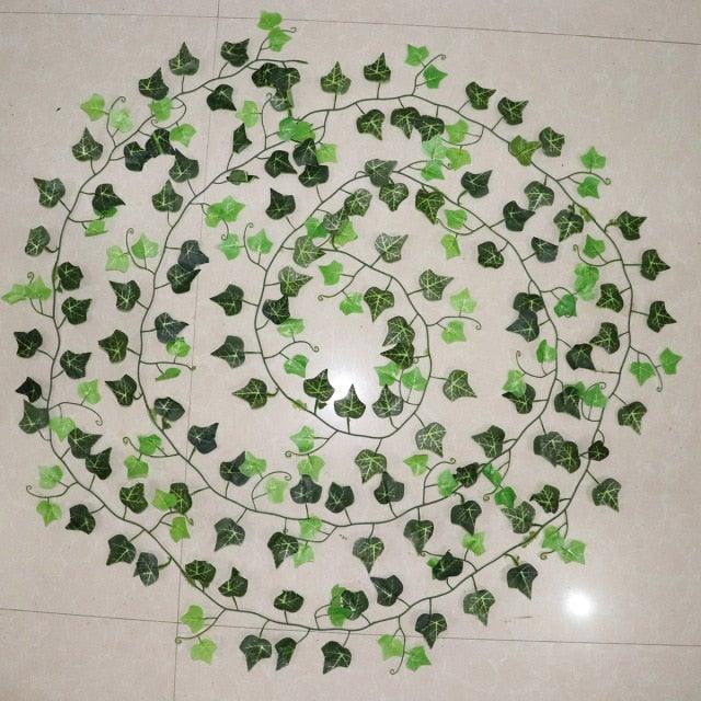 Artificial Ivy Leaf Garland Fake Leaves Hanging Vines  For Home Decor Creeper Green Ivy Artificial Ivy Garland Greenery Hanging Plant Vine for Wedding Wall Party Room Astethic Stuff Decor 100pcs Leaf 1 piece 2.4M Stevvex
