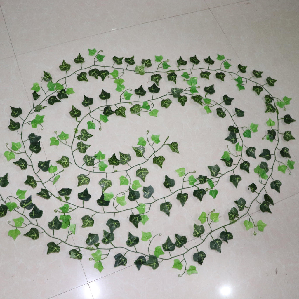 Artificial Ivy Leaf Garland Fake Leaves Hanging Vines  For Home Decor Creeper Green Ivy Artificial Ivy Garland Greenery Hanging Plant Vine for Wedding Wall Party Room Astethic Stuff Decor 100pcs Leaf 1 piece 2.4M Stevvex