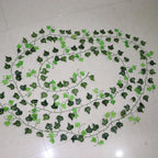 Artificial Ivy Leaf Garland Fake Leaves Hanging Vines  For Home Decor Creeper Green Ivy Artificial Ivy Garland Greenery Hanging Plant Vine for Wedding Wall Party Room Astethic Stuff Decor 100pcs Leaf 1 piece 2.4M Stevvex