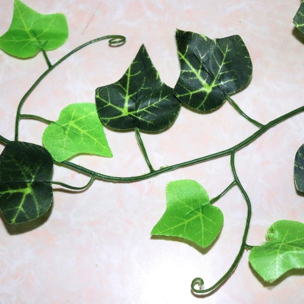 Artificial Ivy Leaf Garland Fake Leaves Hanging Vines  For Home Decor Creeper Green Ivy Artificial Ivy Garland Greenery Hanging Plant Vine for Wedding Wall Party Room Astethic Stuff Decor 100pcs Leaf 1 piece 2.4M Stevvex