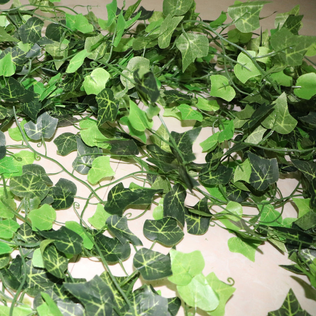 Artificial Ivy Leaf Garland Fake Leaves Hanging Vines  For Home Decor Creeper Green Ivy Artificial Ivy Garland Greenery Hanging Plant Vine for Wedding Wall Party Room Astethic Stuff Decor 100pcs Leaf 1 piece 2.4M Stevvex
