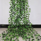 Artificial Ivy Leaf Garland Fake Leaves Hanging Vines  For Home Decor Creeper Green Ivy Artificial Ivy Garland Greenery Hanging Plant Vine for Wedding Wall Party Room Astethic Stuff Decor 100pcs Leaf 1 piece 2.4M Stevvex