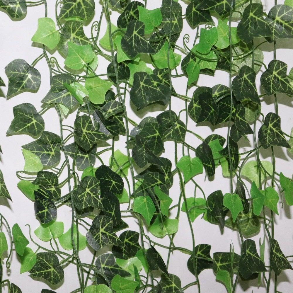 Artificial Ivy Leaf Garland Fake Leaves Hanging Vines  For Home Decor Creeper Green Ivy Artificial Ivy Garland Greenery Hanging Plant Vine for Wedding Wall Party Room Astethic Stuff Decor 100pcs Leaf 1 piece 2.4M Stevvex