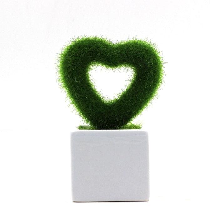 Artificial Lawn Simulation Grass Pile Simulation Flocking Love Star Bonsai Fake Flower Grass Ball For Home Decorations Ornaments Gifts Stevvex