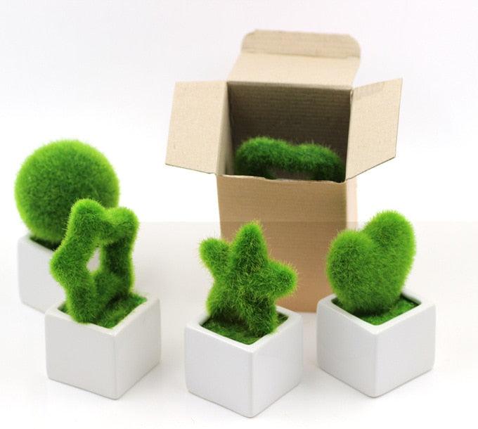 Artificial Lawn Simulation Grass Pile Simulation Flocking Love Star Bonsai Fake Flower Grass Ball For Home Decorations Ornaments Gifts Stevvex
