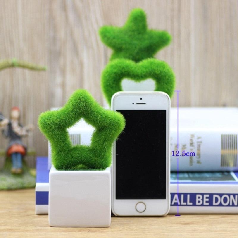 Artificial Lawn Simulation Grass Pile Simulation Flocking Love Star Bonsai Fake Flower Grass Ball For Home Decorations Ornaments Gifts Stevvex