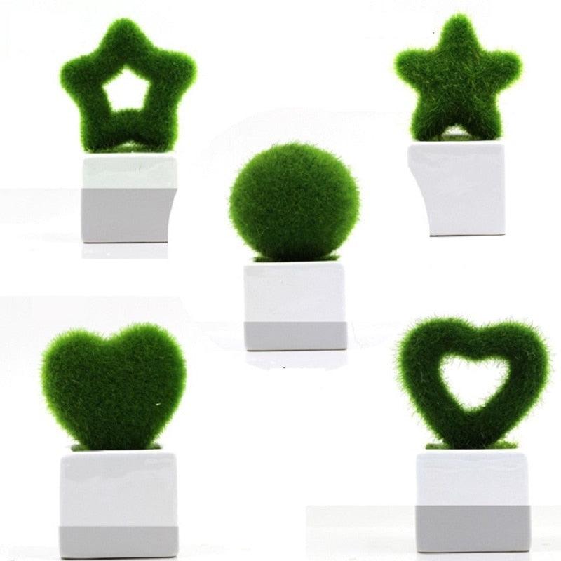Artificial Lawn Simulation Grass Pile Simulation Flocking Love Star Bonsai Fake Flower Grass Ball For Home Decorations Ornaments Gifts Stevvex