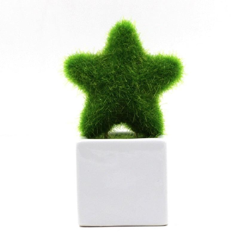 Artificial Lawn Simulation Grass Pile Simulation Flocking Love Star Bonsai Fake Flower Grass Ball For Home Decorations Ornaments Gifts Stevvex