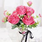 Artificial Rose Flowers Bouquet Pink And White Silk Peony Rose For Home Bridal Wedding Party Festival Decor Stevvex