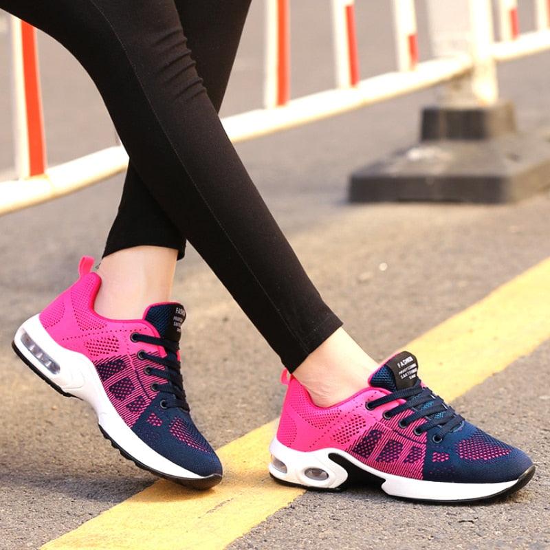 Athletic Sport Platform Sneakers Breathable Women Casual Fashion Height Increasing Shoes Air Cushion Soft Bottom Ultra Lightweight Running Workout Shoes Sports Design Stevvex