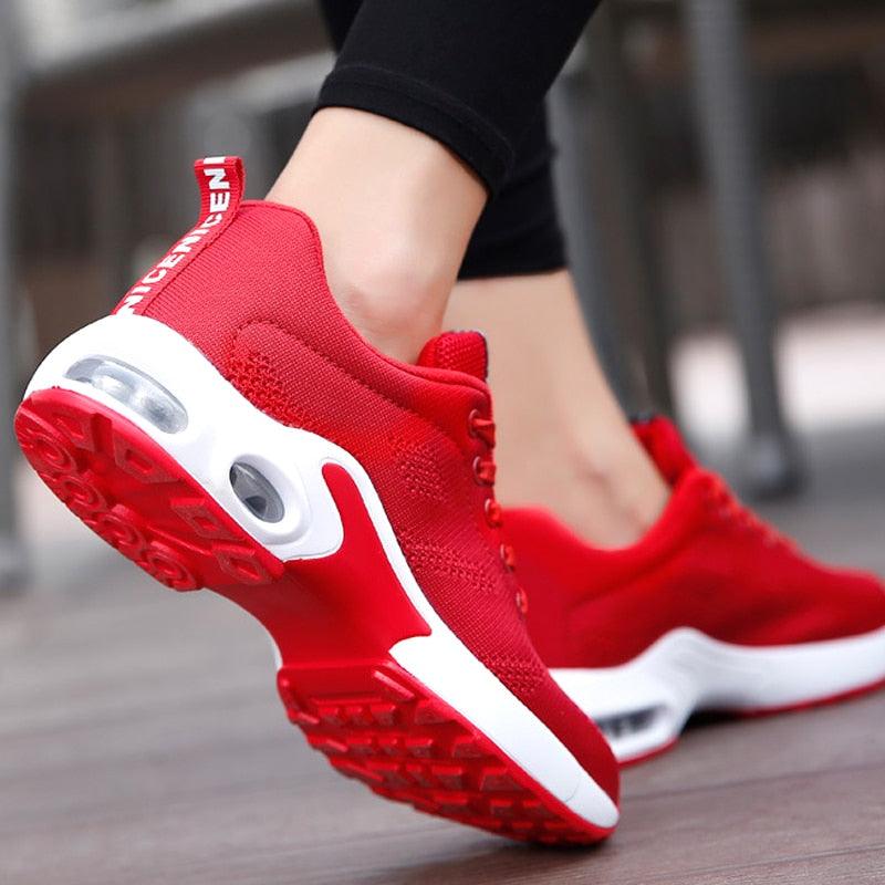 Athletic Sport Platform Sneakers Breathable Women Casual Fashion Height Increasing Shoes Air Cushion Soft Bottom Ultra Lightweight Running Workout Shoes Sports Design Stevvex